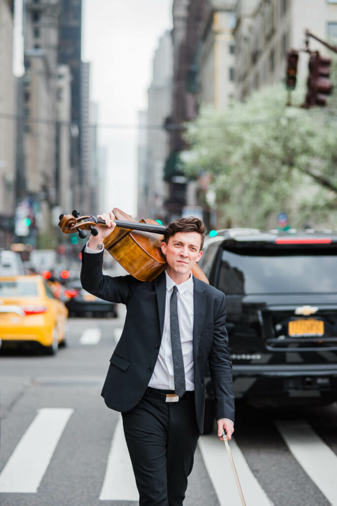 New York Virtuosi Cellist Samuel on 5th Ave in New York City